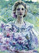 Robert Reid Girl with Flowers painting